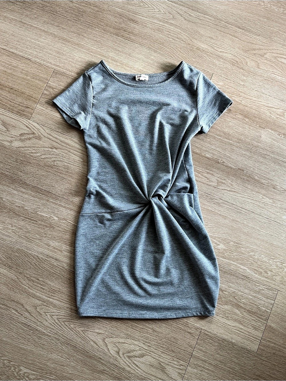 Rolla Coster gray twist-front mini t shirt knit dress fitted Size Small